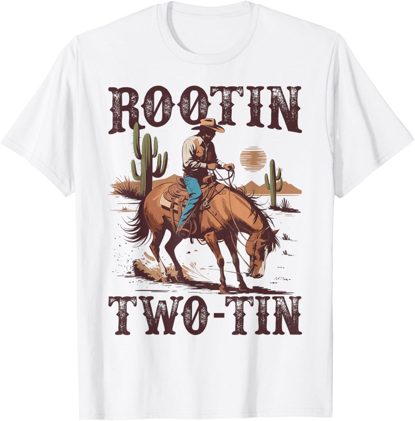 Rootin Two-tin 2nd Birthday 2 Year Old Western Cowboy Bday T-Shirt - T-Shirt | White