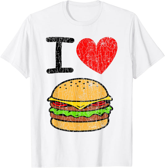 I Love Burgers Funny Hamburger Cheeseburger Graphic T-Shirt - T-Shirt | White