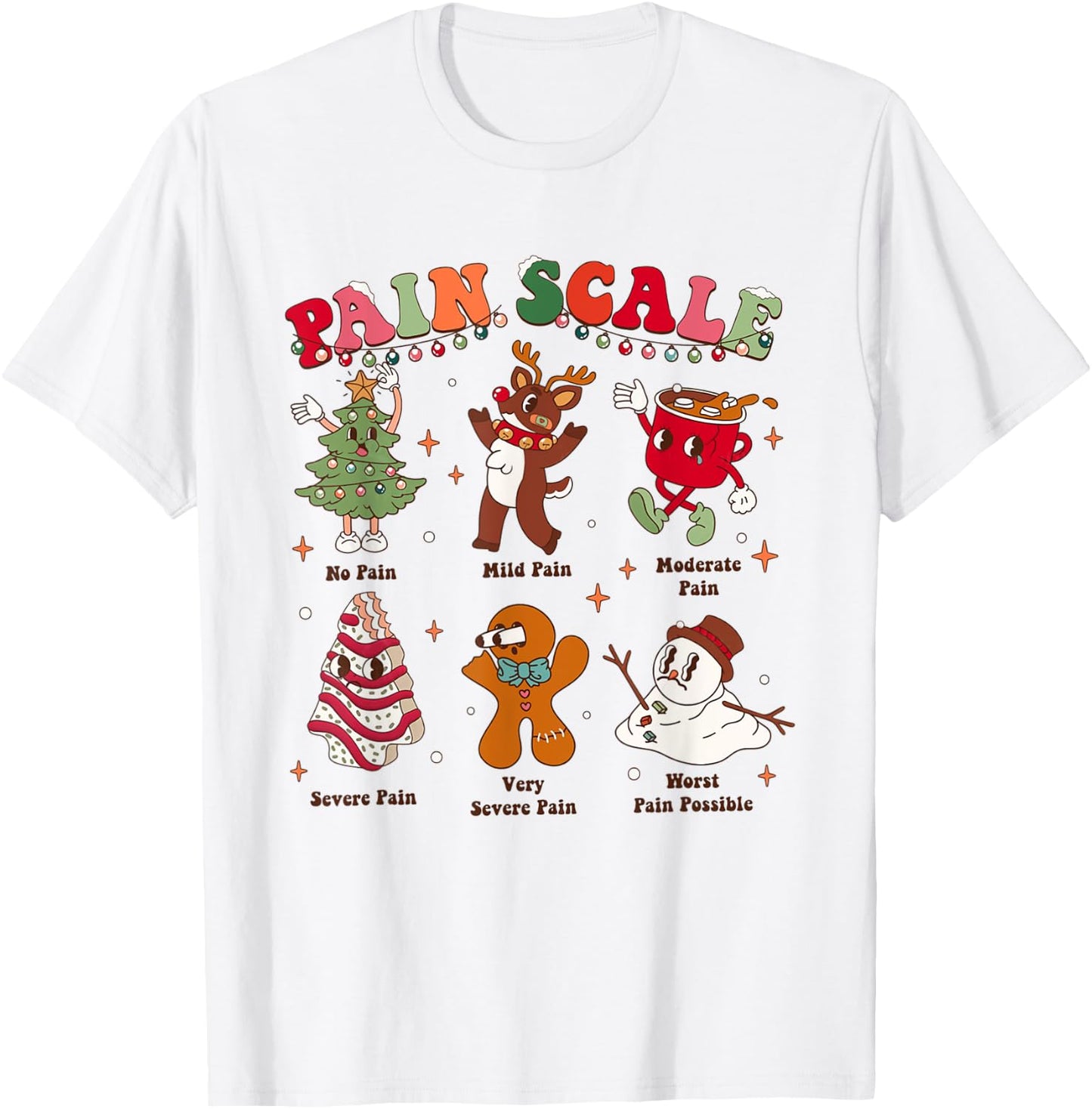 Pain Scale Retro Christmas Nurse Triage and Pain Assessment T-Shirt - T-Shirt | White