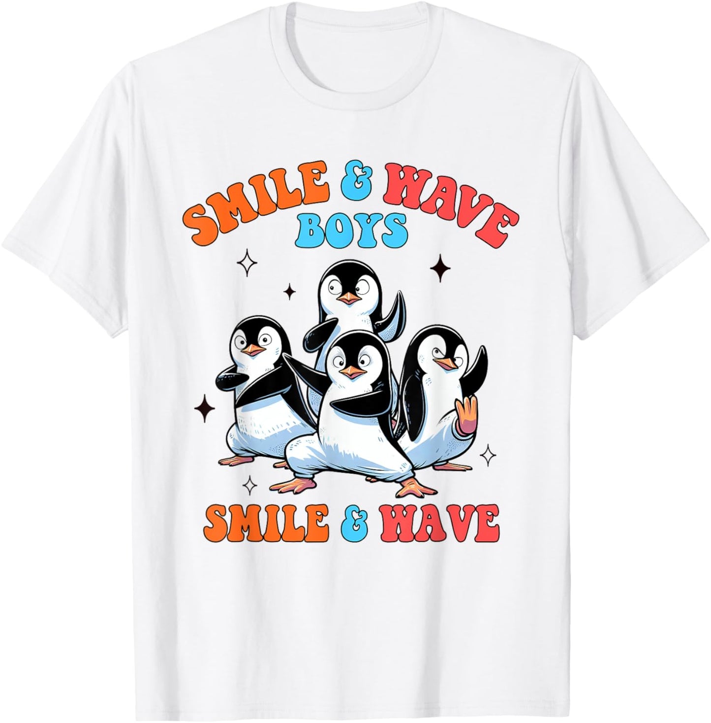 Penguin Lover Smile And Wave Boys Penguins Animal Lover T-Shirt - T-Shirt | White