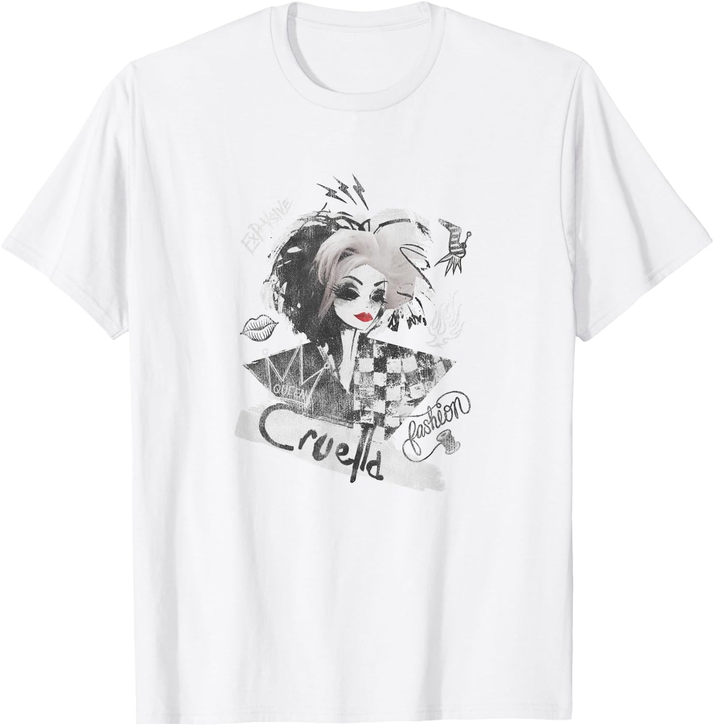 Disney Cruella Artsy Collage Small T-Shirt - T-Shirt | White