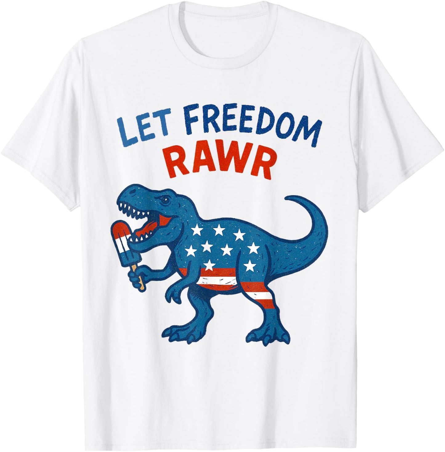 Dinosaur USA Roar TREX American Flag T-Shirt - T-Shirt | White