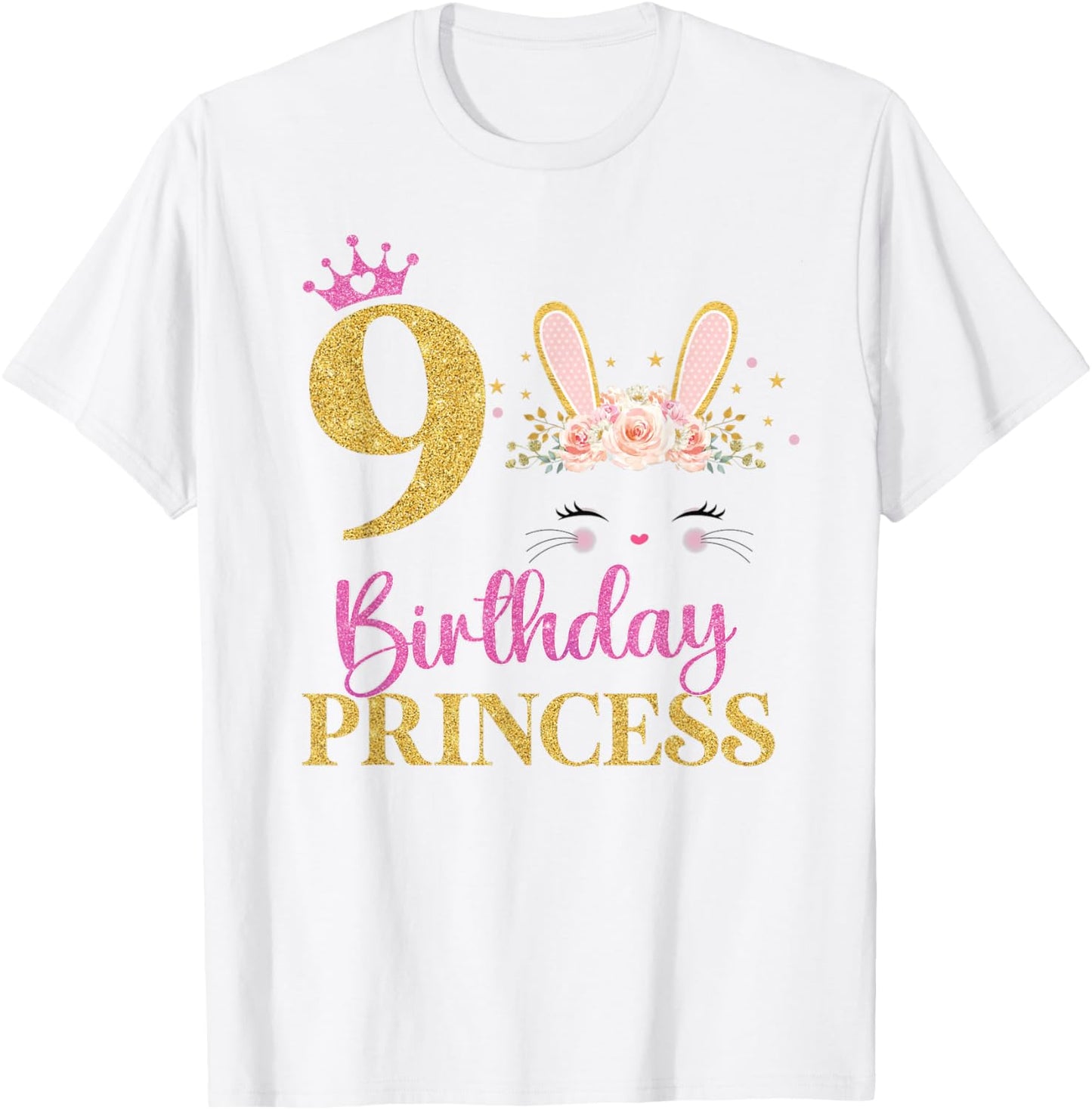 Its My 9th Birthday Girl Bunny Rabbit Theme 9 Yrs Old T-Shirt - T-Shirt | White