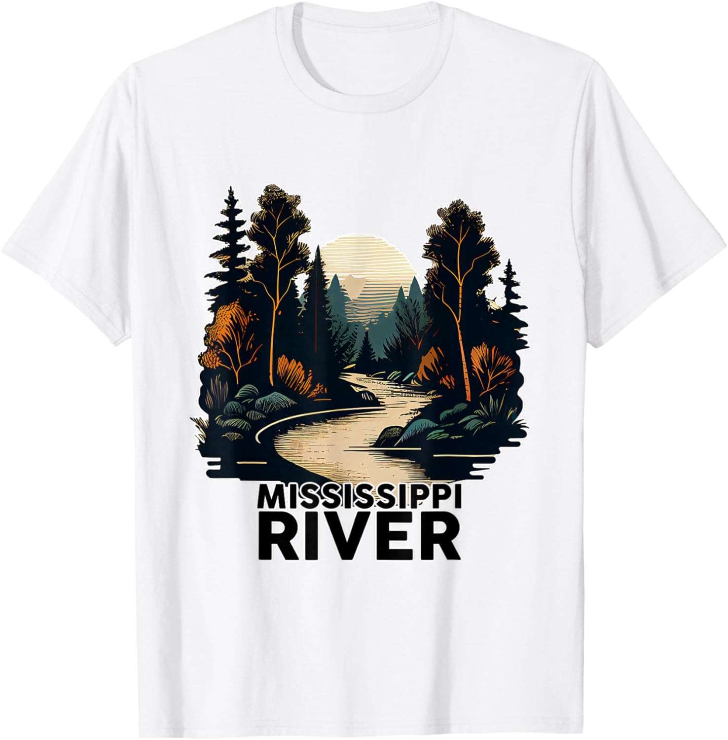 Mississippi River Retro Minimalist River Mississippi T-Shirt - T-Shirt | White