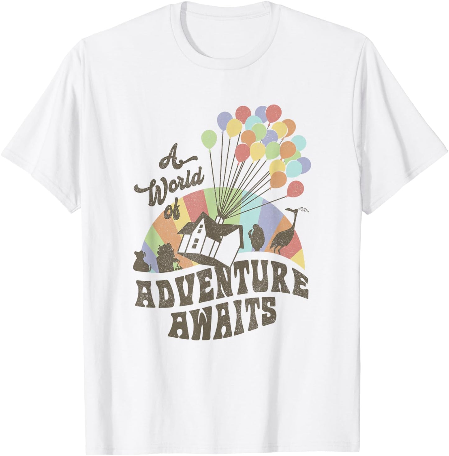 Disney Pixar Up A World Of Adventure Awaits Distressed Logo T-Shirt - T-Shirt | White