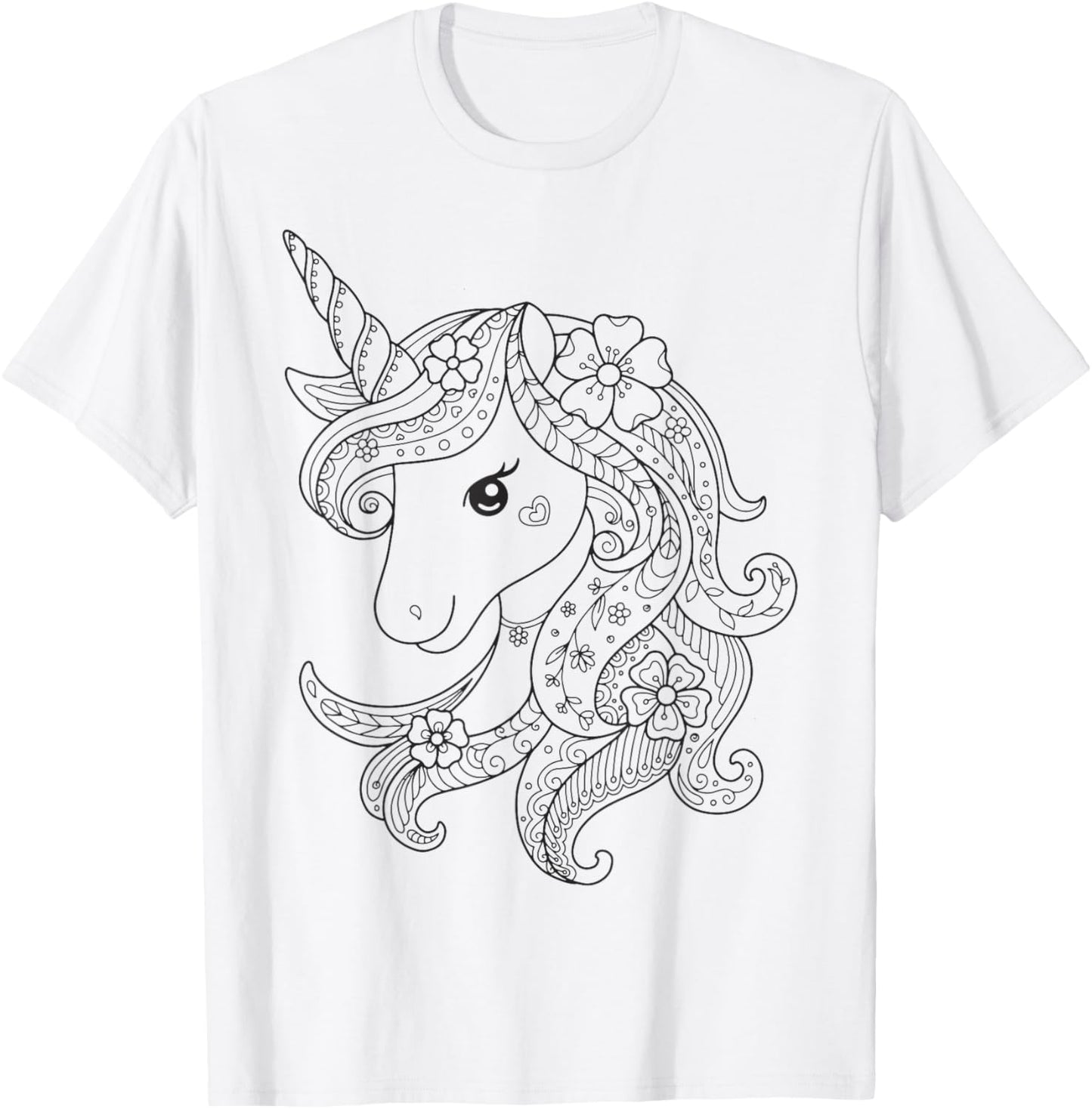 Unicorn to paint and color T-Shirt - T-Shirt | White