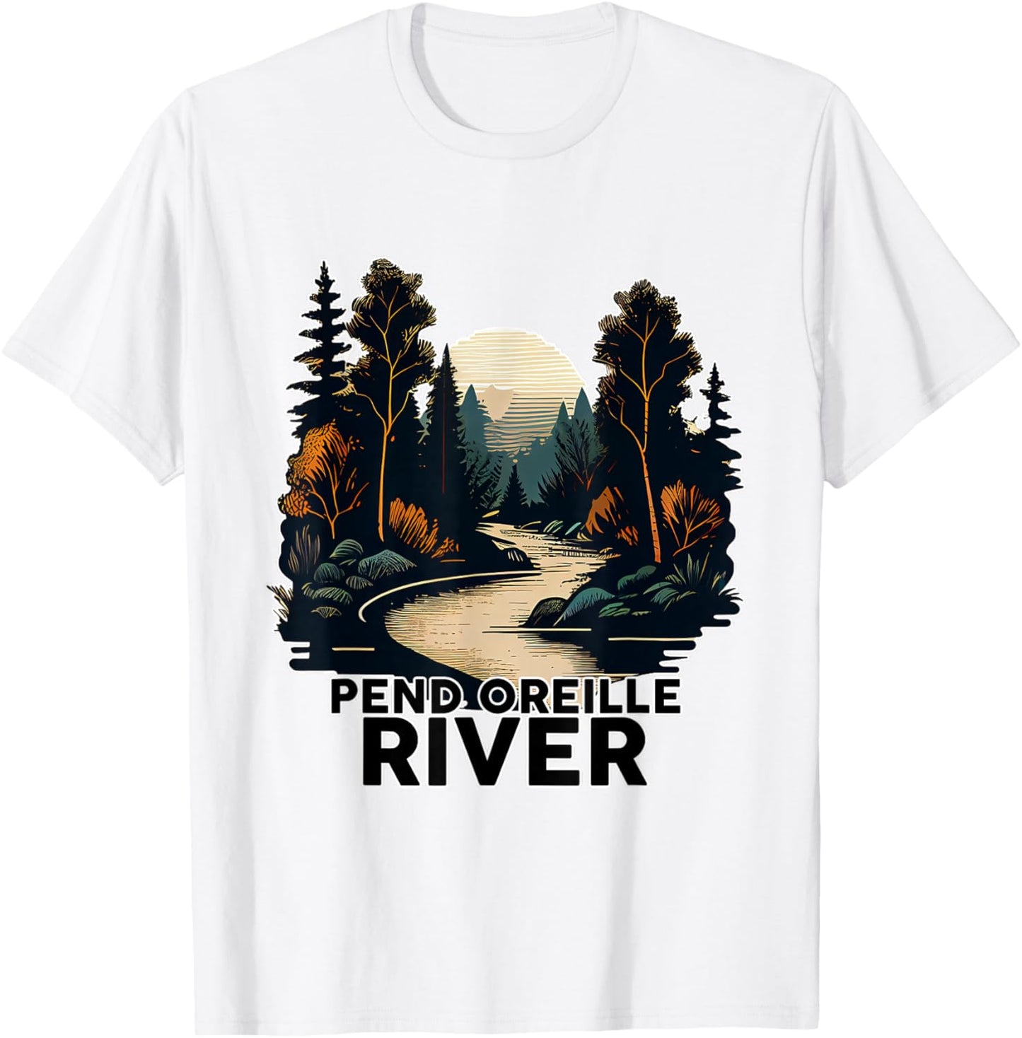 Pend Oreille River Retro River Pend Oreille T-Shirt - T-Shirt | White