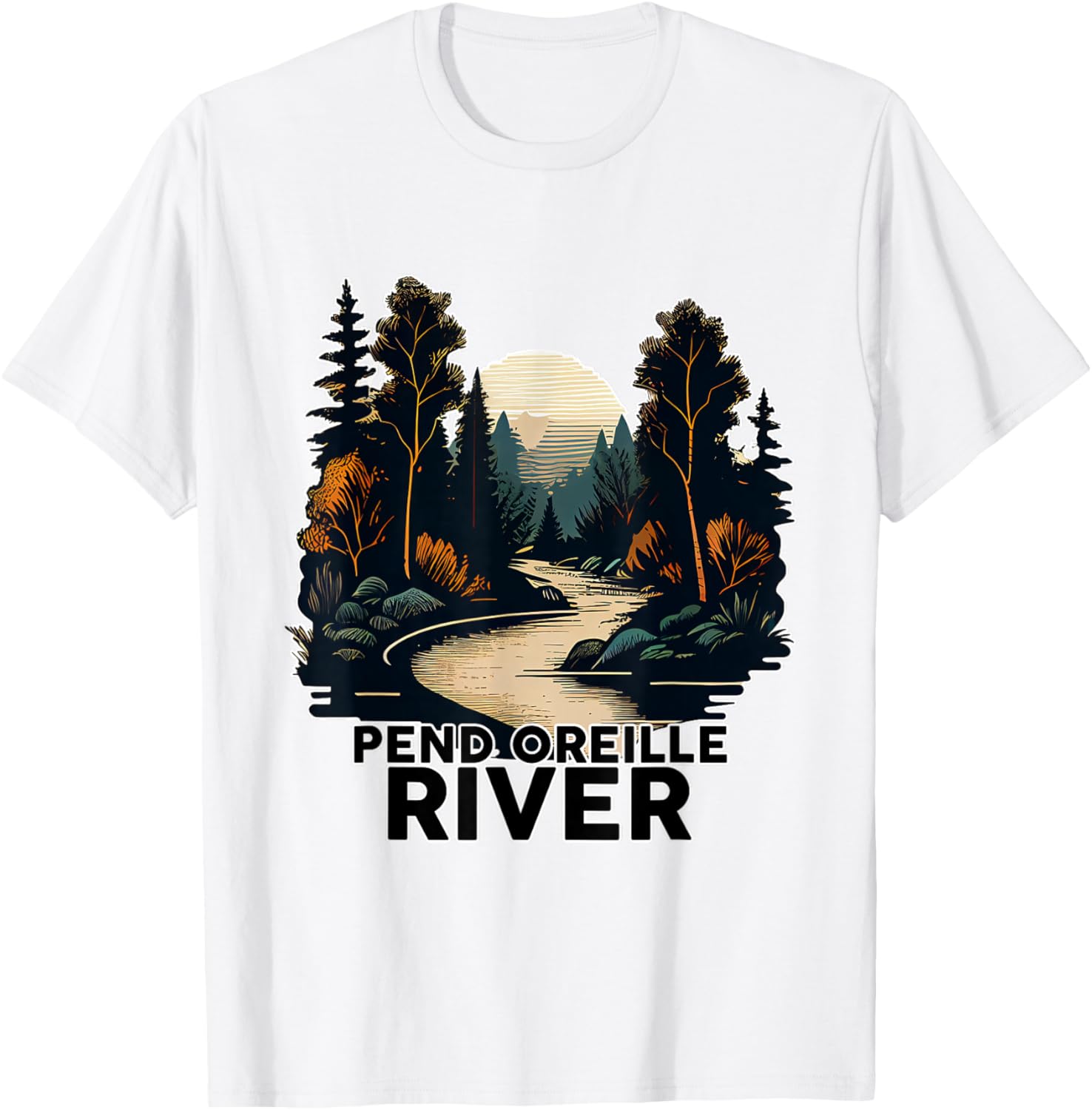 Pend Oreille River Retro River Pend Oreille T-Shirt - T-Shirt | White