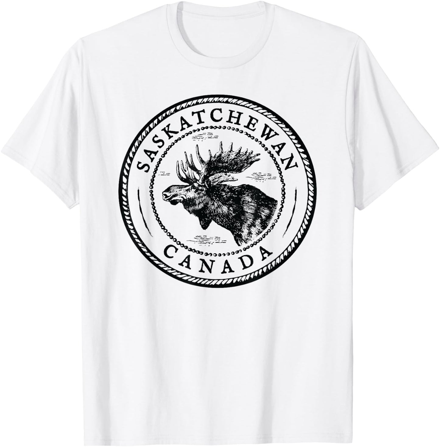 Moose Antlers Art Lovers Gift, Saskatchewan Canada Moose T-Shirt - T-Shirt | White