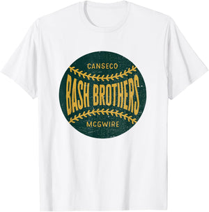 Distressed Vintage-Look Bash Brothers | Baseball T-Shirt - T-Shirt | White