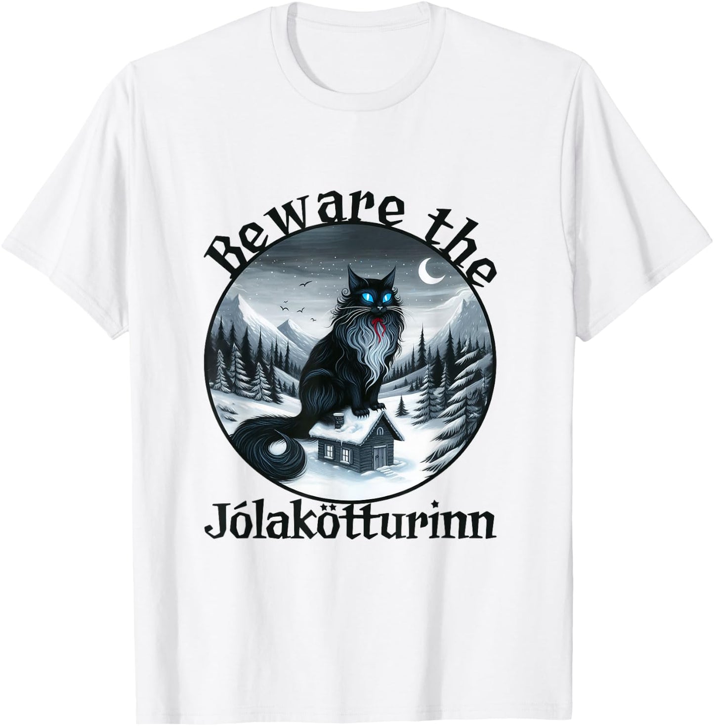 Beware The Jolakotturinn Yule Cat Icelandic Christmas Norse Men Women Kids T-Shirt - T-Shirt | White
