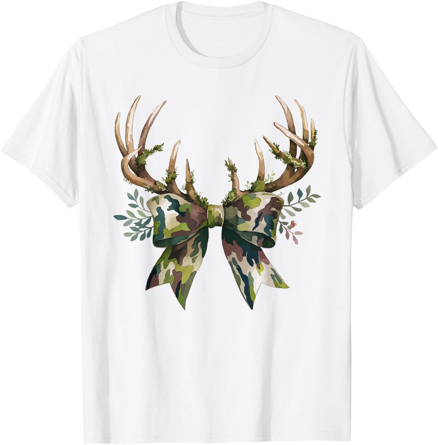 Coquette Camo Bow Camouflage Antlers Hunting Duck Women Girl T-Shirt - T-Shirt | White