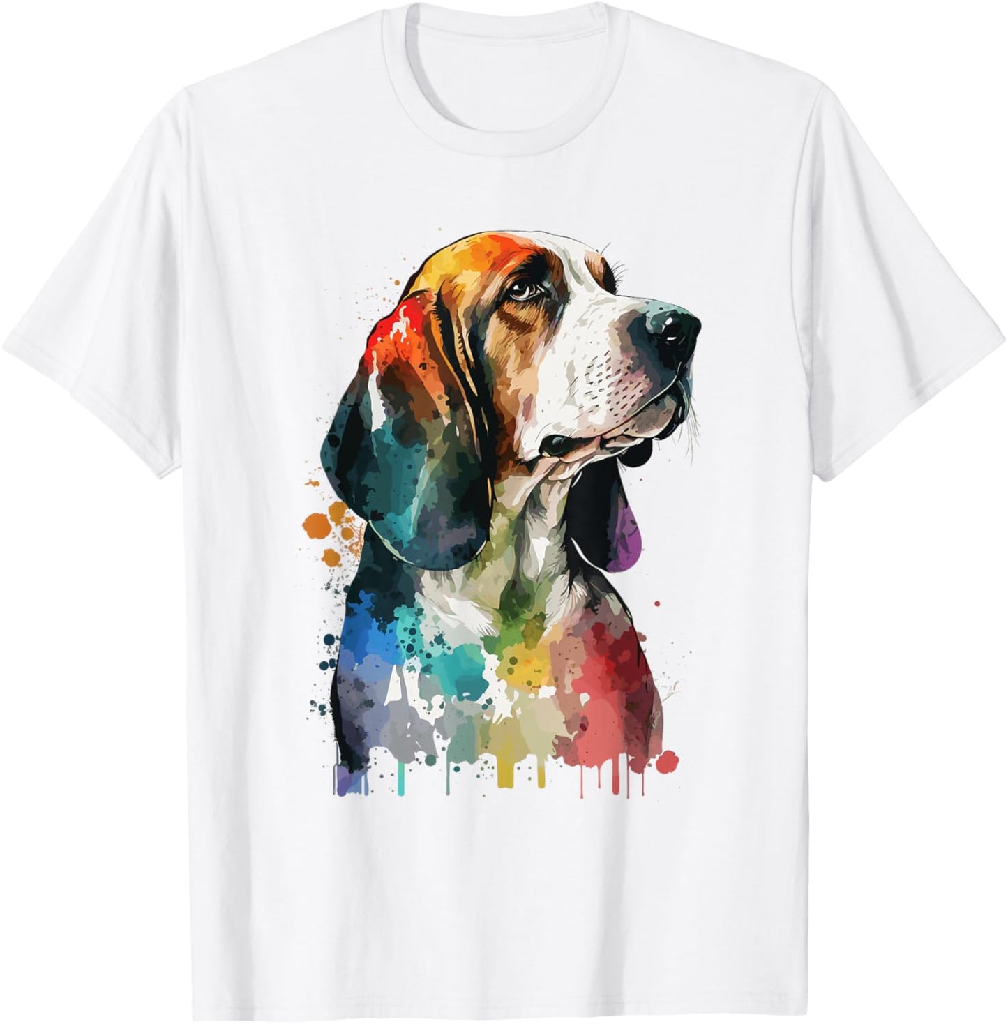 Bassett Hound Dog watercolor portrait T-Shirt - T-Shirt | White