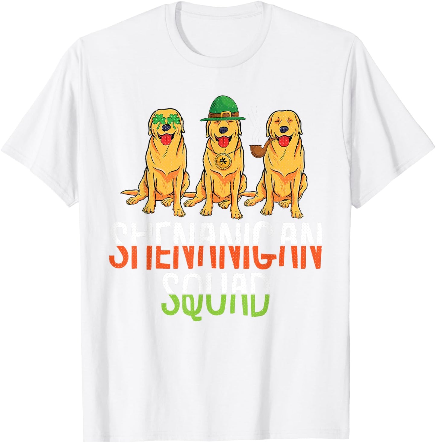 Shenanigan Squad St Patricks Day Cute Golden Retriever Gift T-Shirt - T-Shirt | White