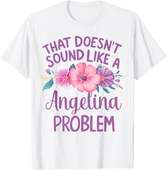 Angelina Personalized Cute Flower Girls Angelina Name T-Shirt - T-Shirt | White