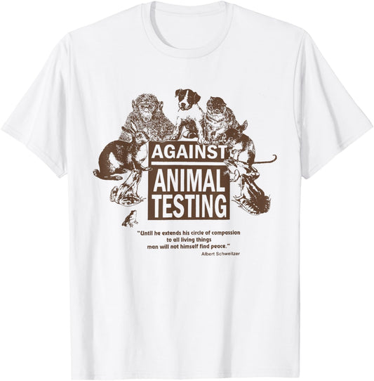 Stop Animal Testing Animal Rights - -Adults - Grey, Green - Small - Classic Fit - Short Sleeve T-Shirt - T-Shirt | White