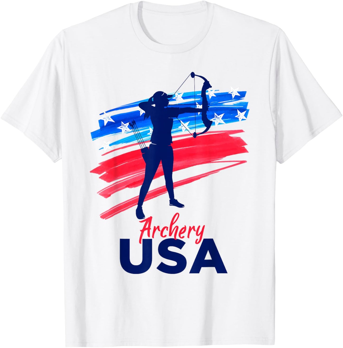 Archery Support the Team Player USA Flag Archer T-Shirt - T-Shirt | White