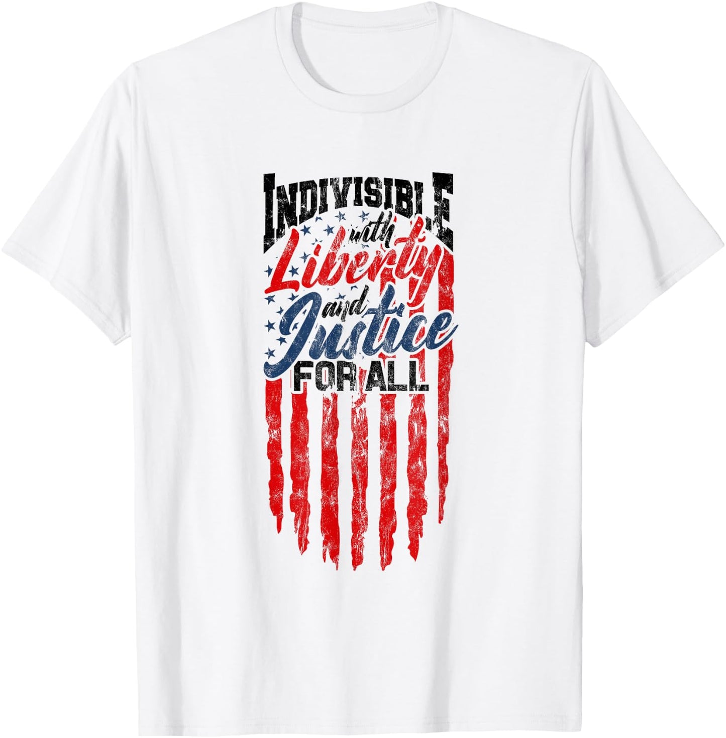 Indivisible with Liberty and Justice for All - US Flag T-Shirt - T-Shirt | White