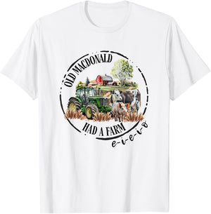 Toddler Kids Old MacDonald Had a Farm E-I-E-I-O Nursery Song T-Shirt - T-Shirt | White