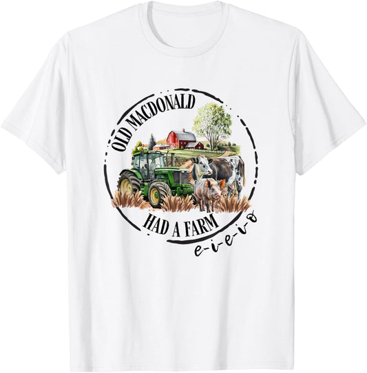 Toddler Kids Old MacDonald Had a Farm E-I-E-I-O Nursery Song T-Shirt - T-Shirt | White