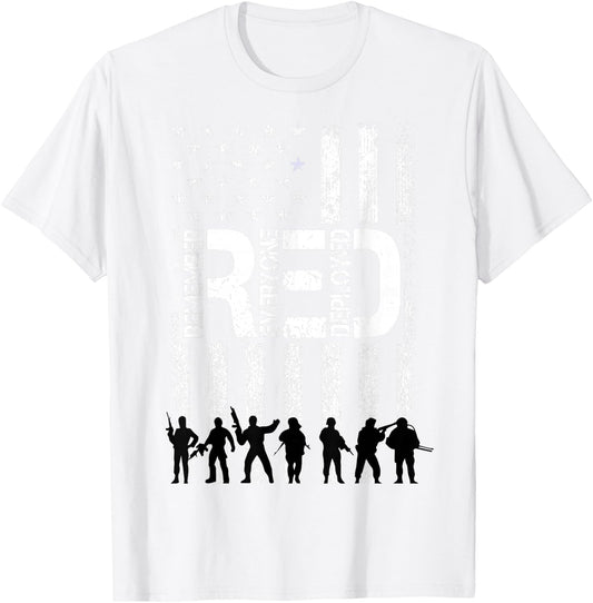 On Fridays We Wear Red Military Veteran Day American Flag Men T-Shirt - T-Shirt | White