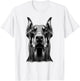 Proud Doberman Dog Portrait in Drawing Style T-Shirt - T-Shirt | White
