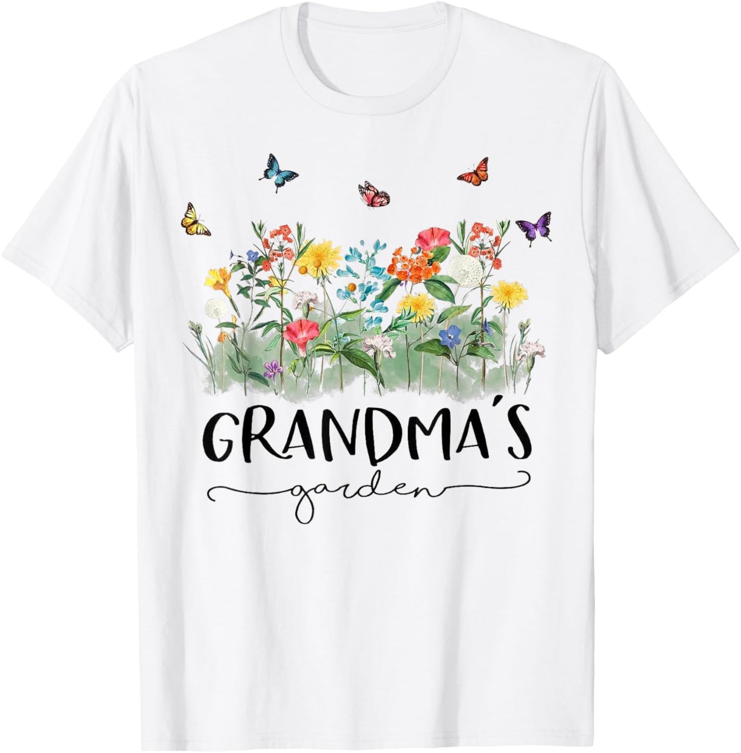 Butterfly Flowers Plant Grandma's Garden Gardener T-Shirt - T-Shirt | White