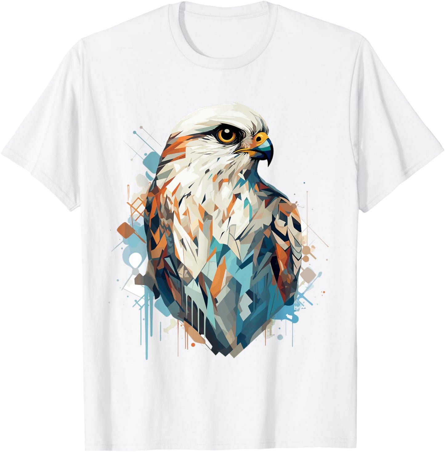 American Kestrel Bird Geometric Patten Art,Cute Kestrel Love T-Shirt - T-Shirt | White