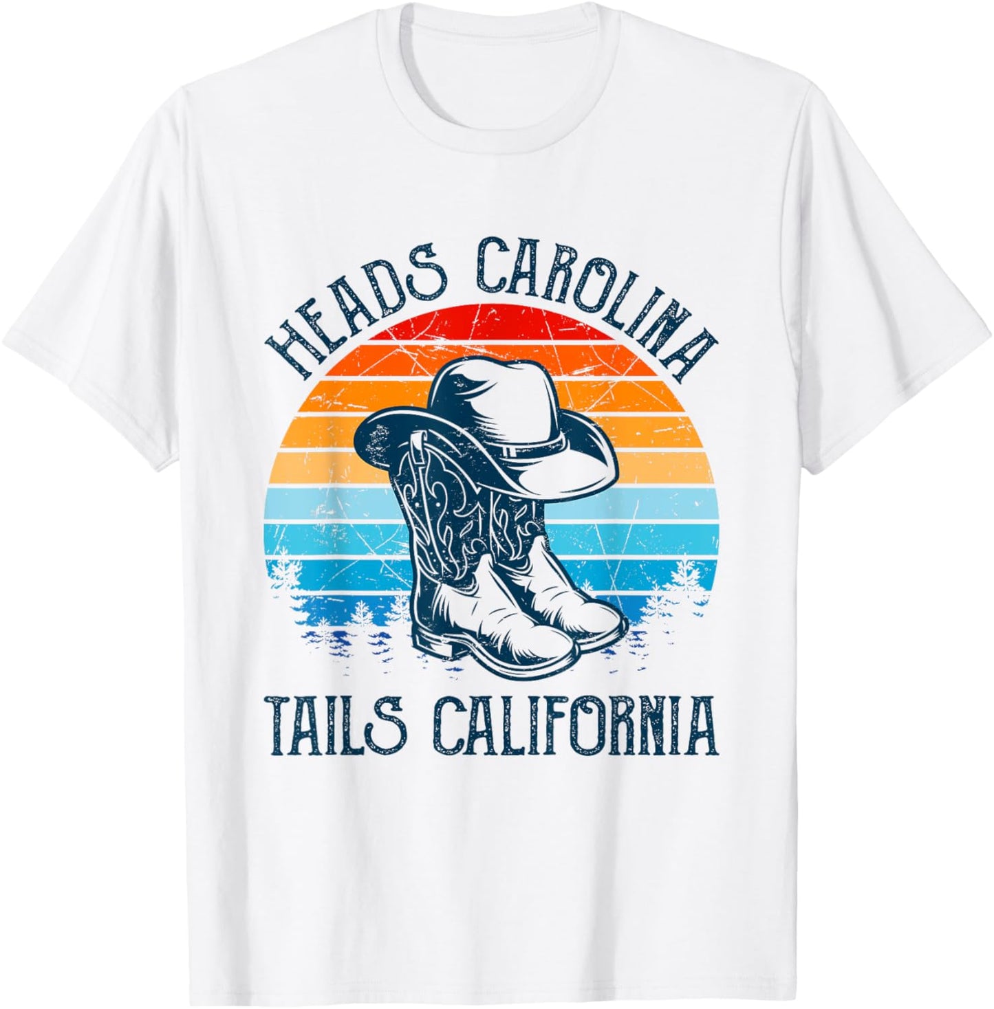 Heads Carolina Tail California Country Music Cowgirl Western T-Shirt - T-Shirt | White