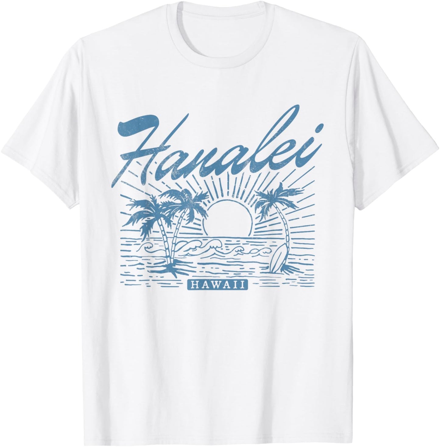 Hanalei Hawaii Vintage Style Distressed T-Shirt - T-Shirt | White