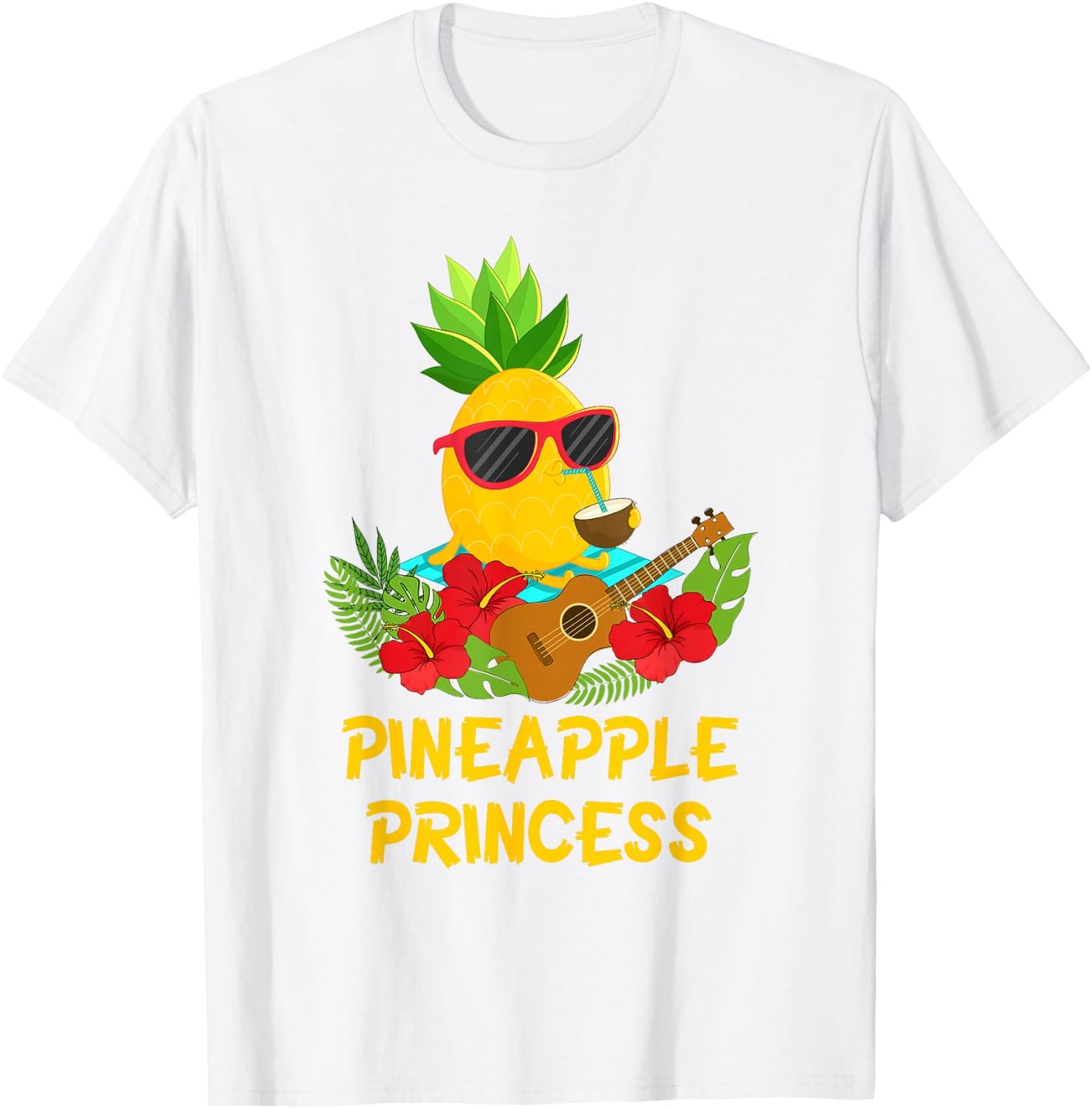 Pineapple Shirt Pineapple Princess with Ukulele Gifts T-Shirt - T-Shirt | White