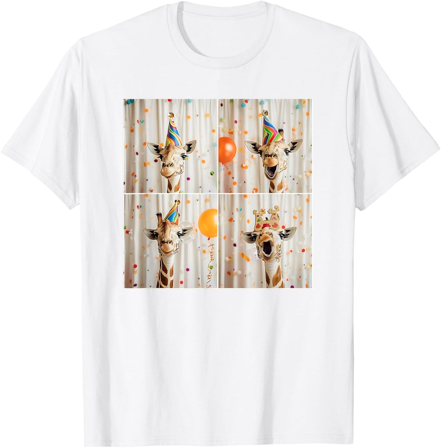 Happy Giraffe Face Jungle Animal Selfie Birthday Giraffe T-Shirt - T-Shirt | White