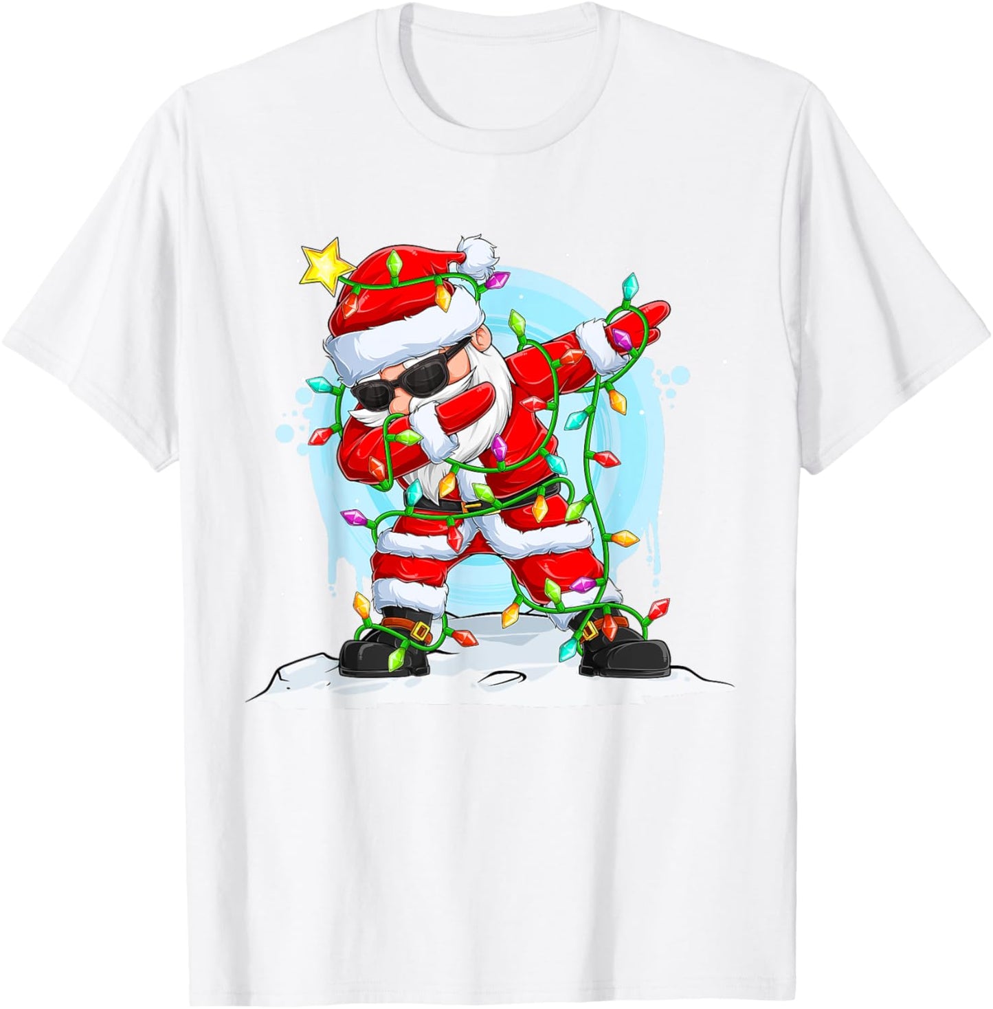 Christmas Fairy Lights Dab Dance Santa Claus T-Shirt - T-Shirt | White