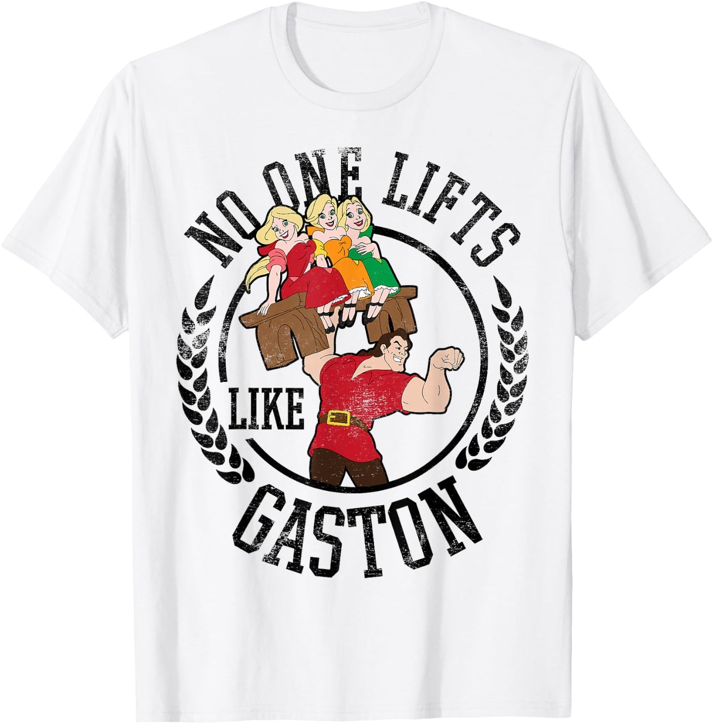 Disney Beauty and the Beast No One Lifts Like Gaston Badge T-Shirt - T-Shirt | White