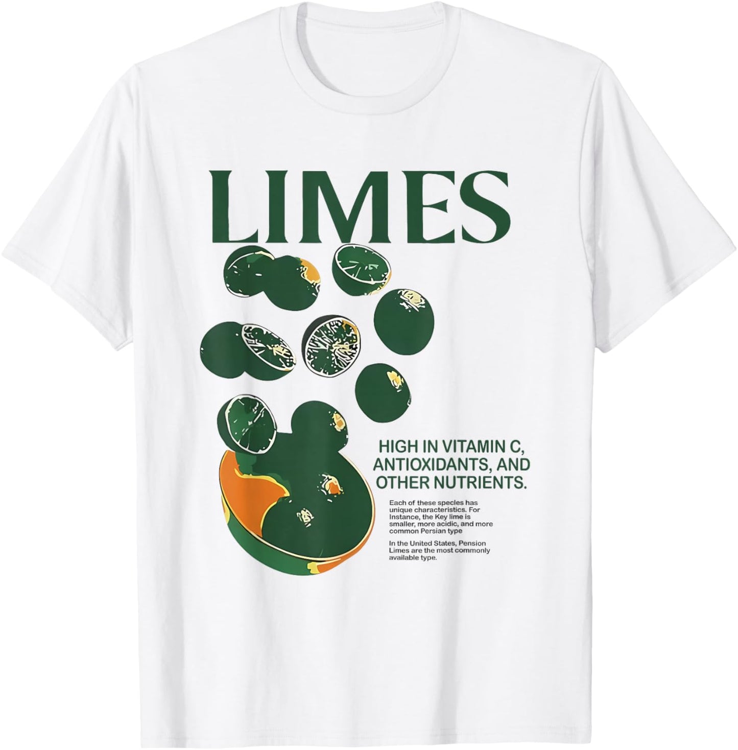 Retro Vintage Limes Graphic Vegetables Lemon Women and Men T-Shirt - T-Shirt | White
