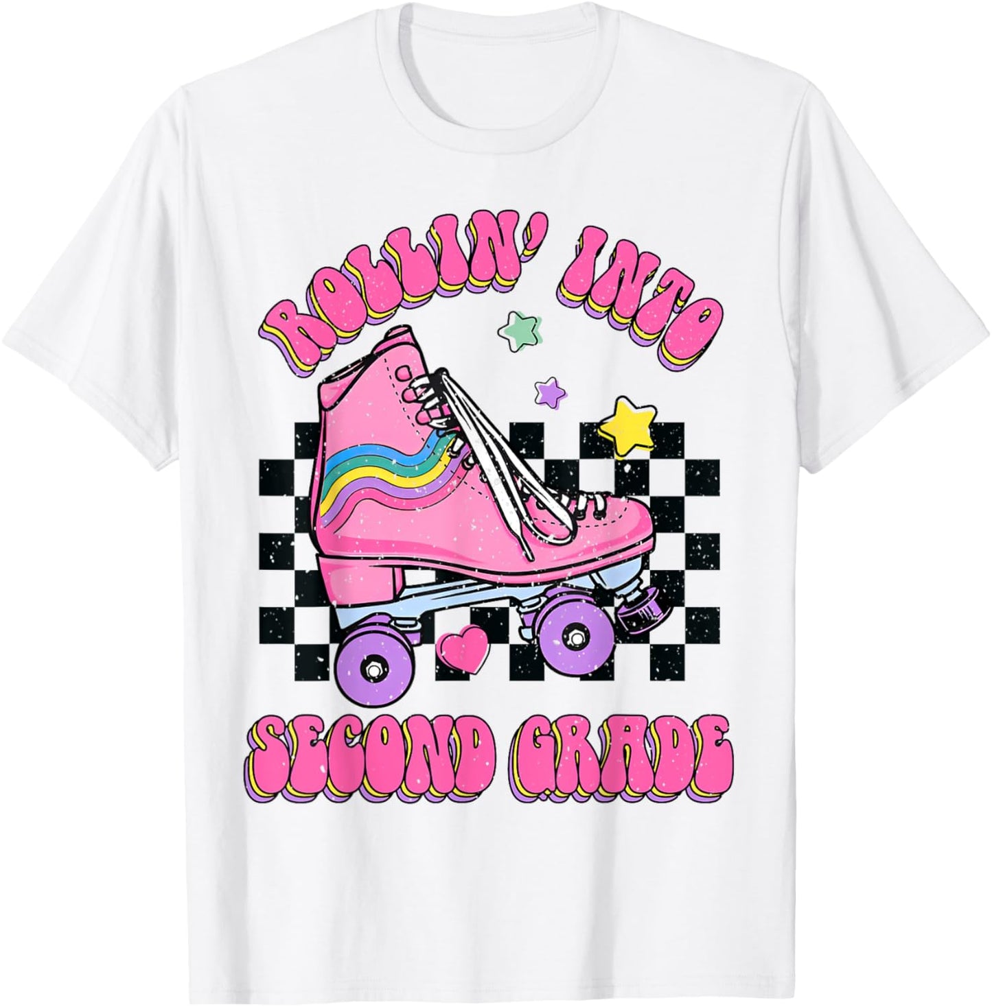 Rollin Into Second Grade Skating Back To School Kids Girls T-Shirt - T-Shirt | White