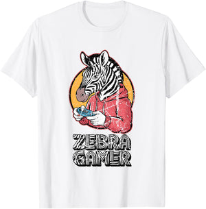 Zebra Gamer Graphic Design For Gamer Kids T-Shirt - T-Shirt | White
