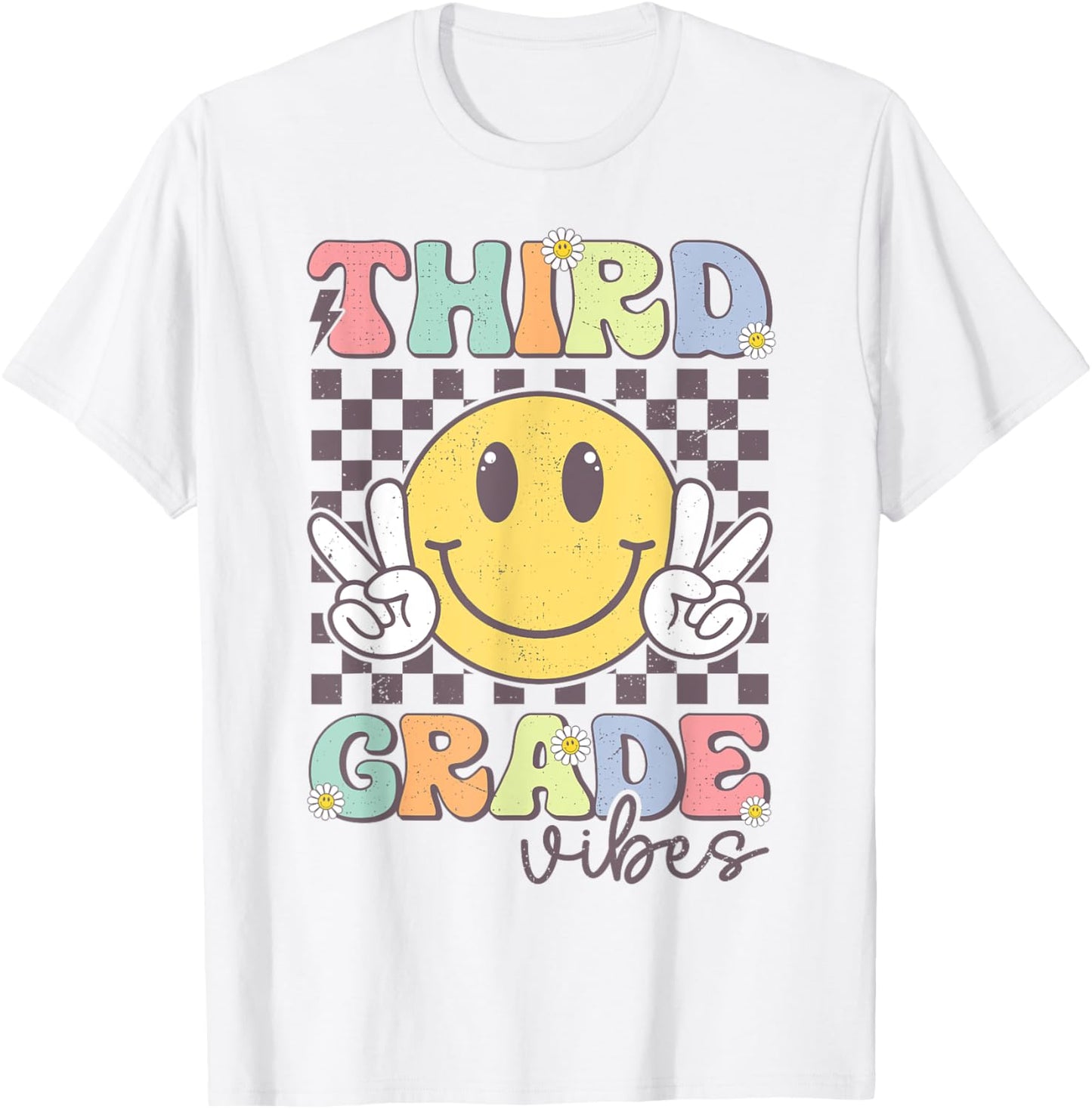 Third Grade Vibes Smile Face 3rd Grade Team Back To School T-Shirt - T-Shirt | White