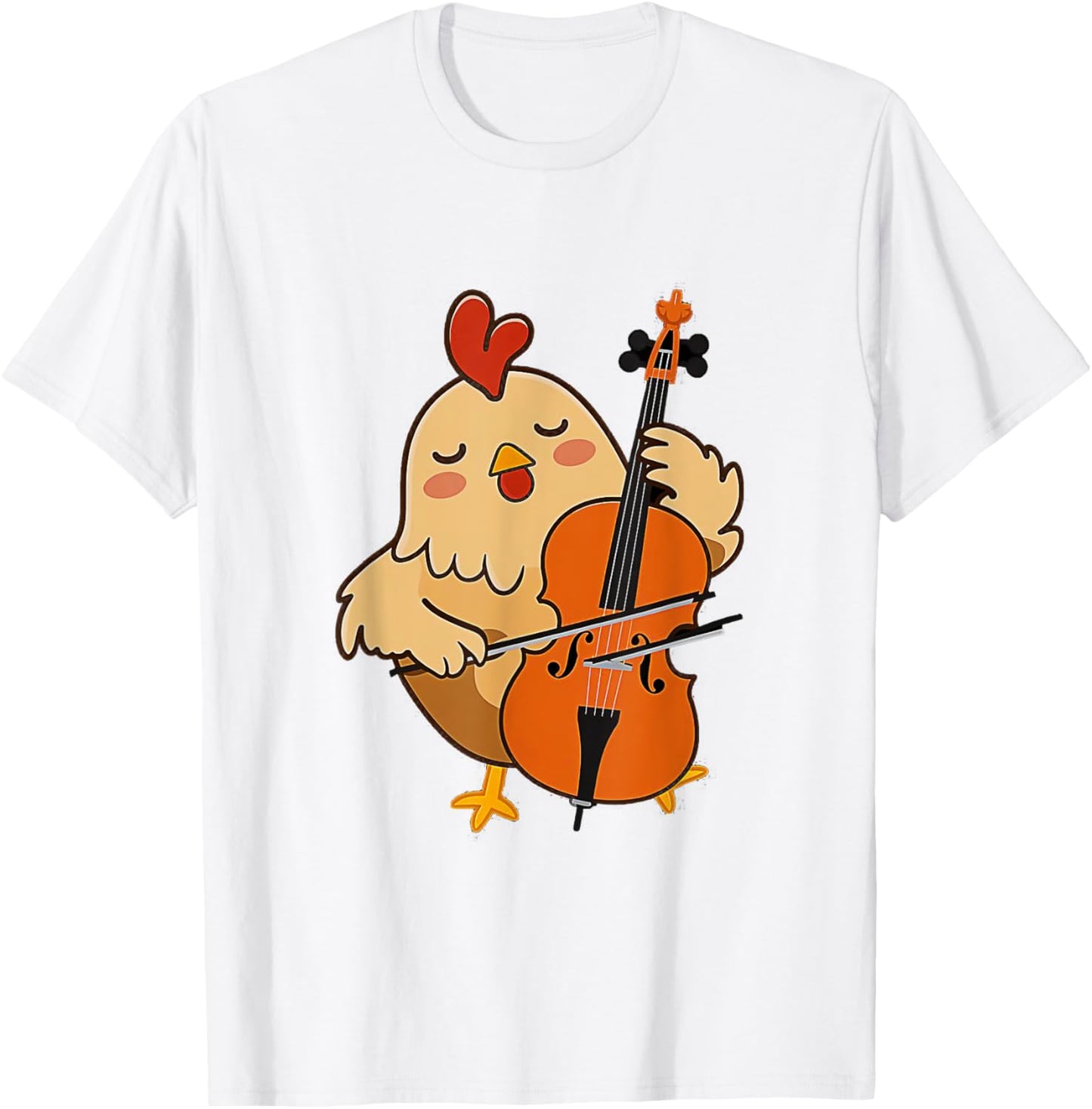 Cellist Chicken Cello Player Orchestra Music Animal Lover T-Shirt - T-Shirt | White