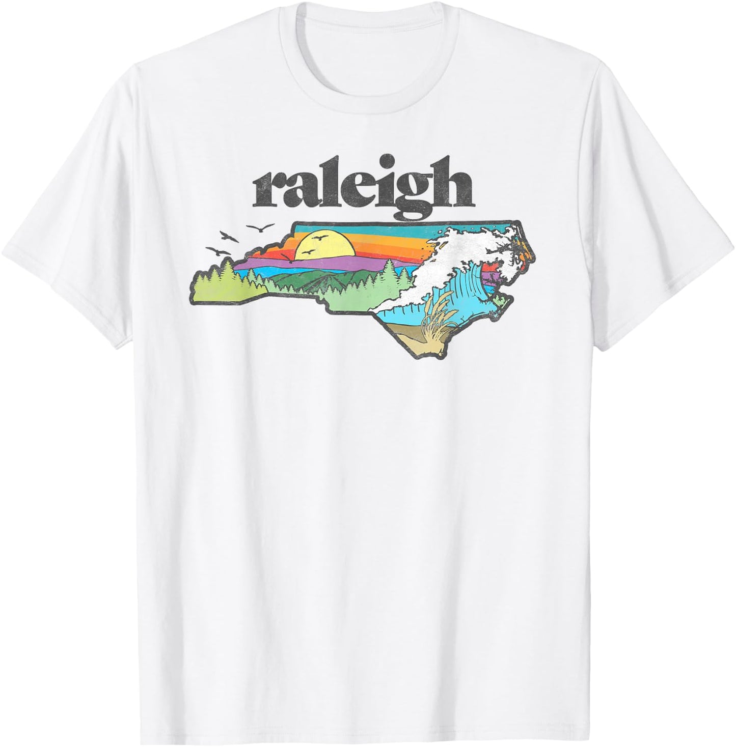 Raleigh North Carolina Outdoors Retro Nature T-Shirt - T-Shirt | White
