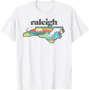 Raleigh North Carolina Outdoors Retro Nature T-Shirt - T-Shirt | White