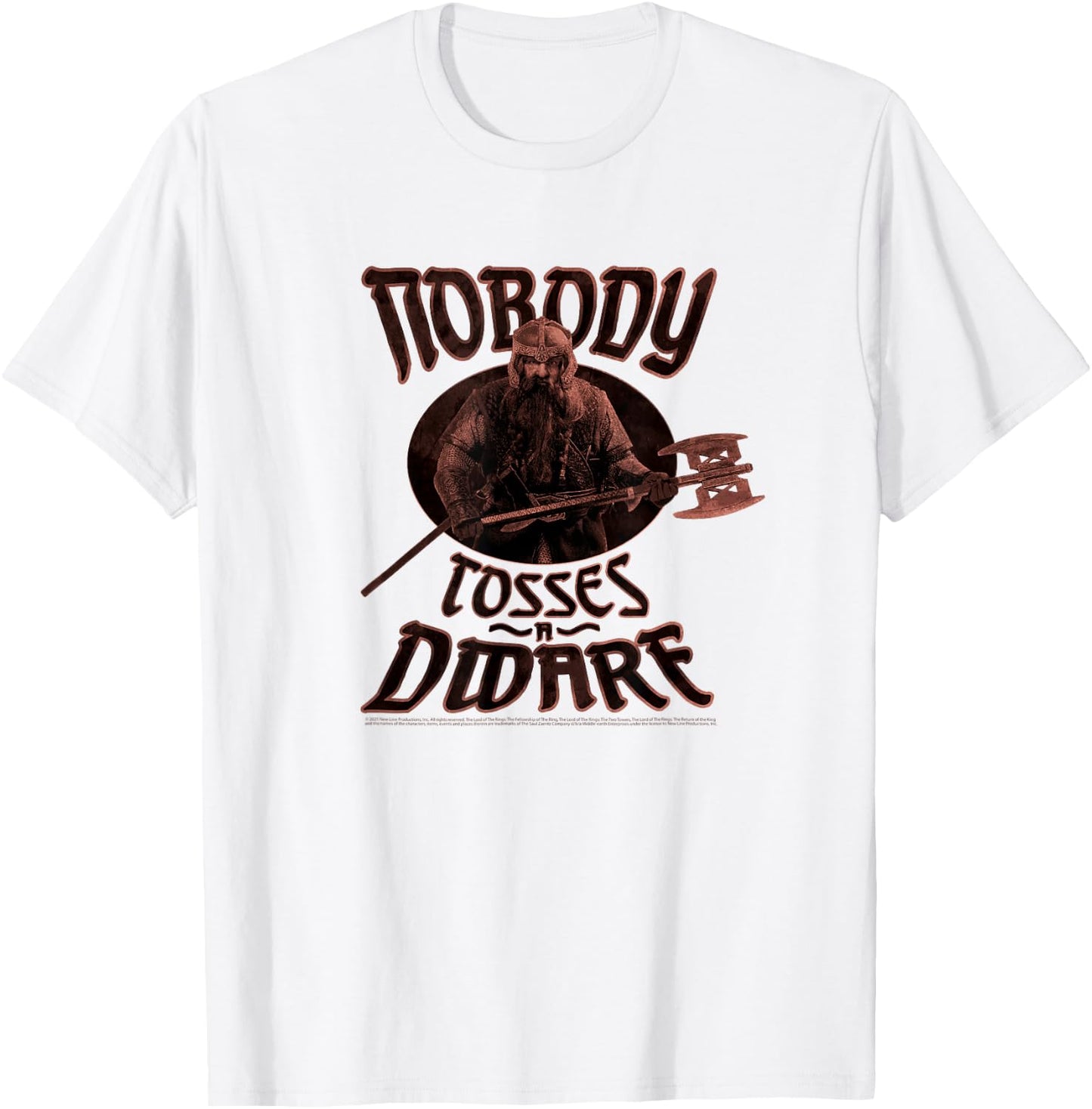 Lord of The Rings Gimli Nobody Tosses A Dwarf Portrait T-Shirt - T-Shirt | White