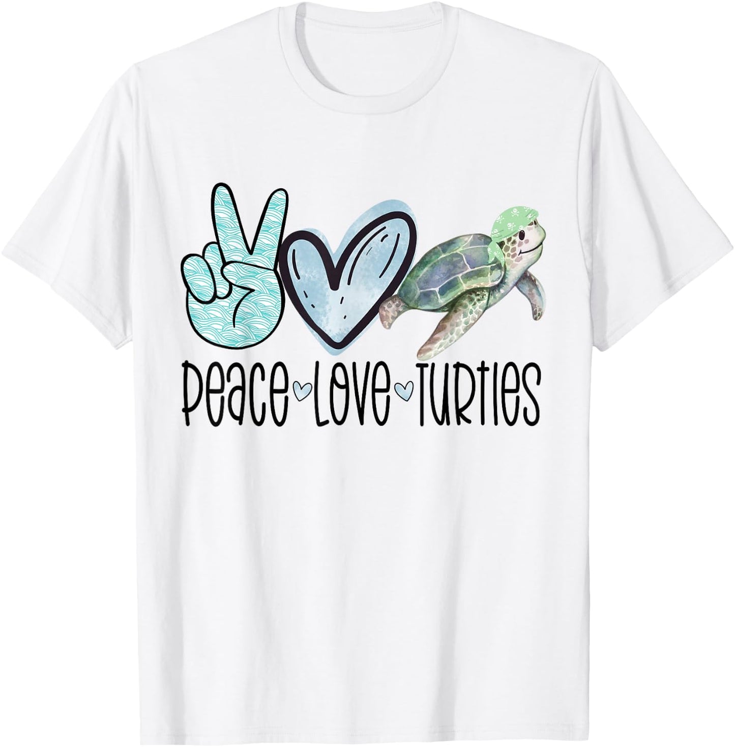 Peace Love Turtles Turtle Gift Sea Ocean Animals T-Shirt - T-Shirt | White