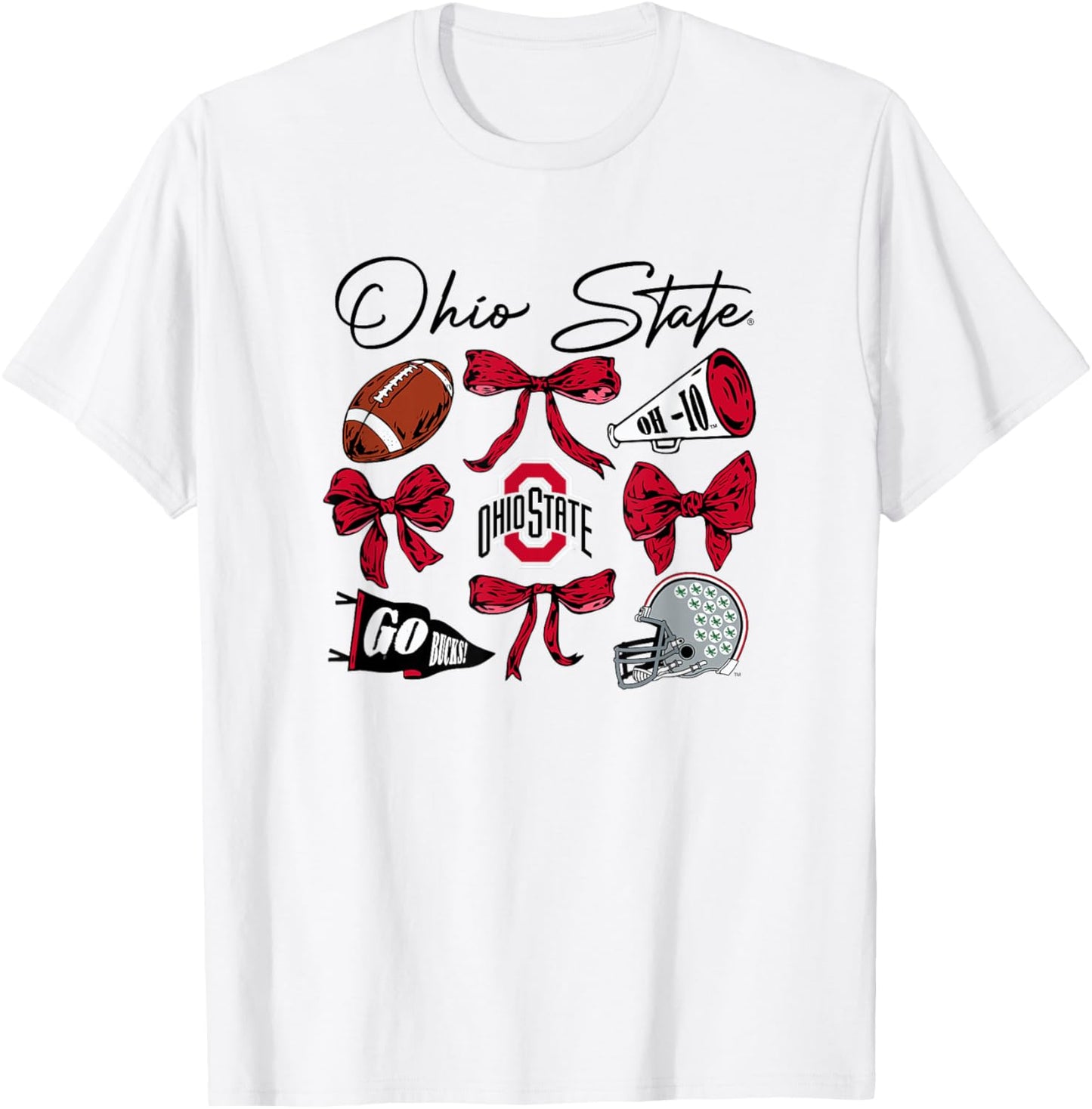 Ohio State Buckeyes Football Bows Gray Officially Licensed T-Shirt - T-Shirt | White
