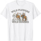 Sunset Cowgirl Riding Horse Wild Flowers - Wild Horses T-Shirt - T-Shirt | White