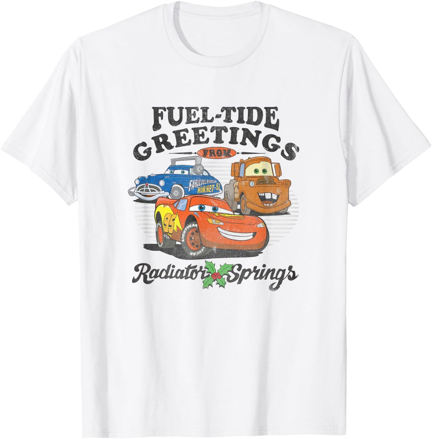 Disney Pixar Cars Christmas Fuel-Tide Greetings Vintage T-Shirt - T-Shirt | White