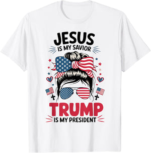 Girl Jesus My Savior Trump President Christian Women Youth T-Shirt - T-Shirt | White