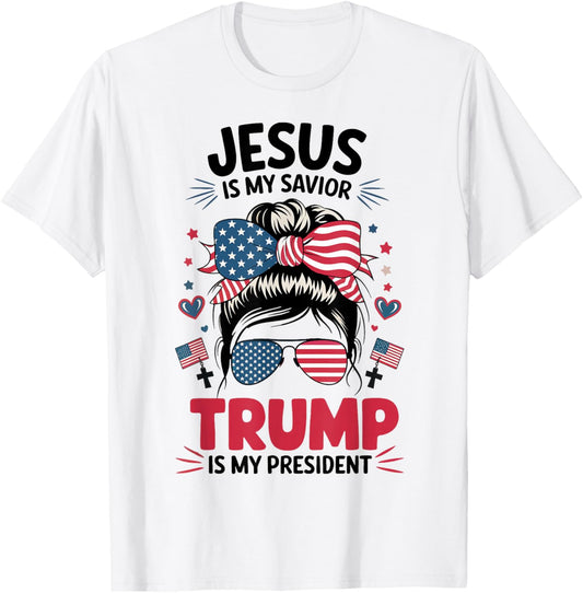 Girl Jesus My Savior Trump President Christian Women Youth T-Shirt - T-Shirt | White