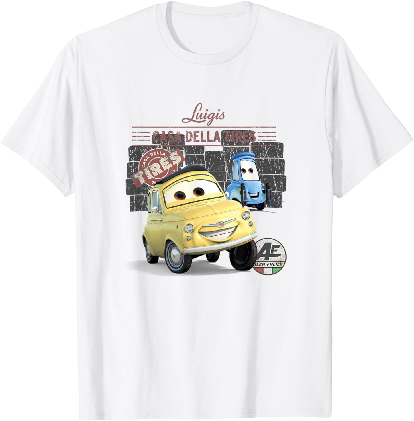 Disney Pixar Cars Casa Della Tires Luigi & Guido Vintage T-Shirt - T-Shirt | White