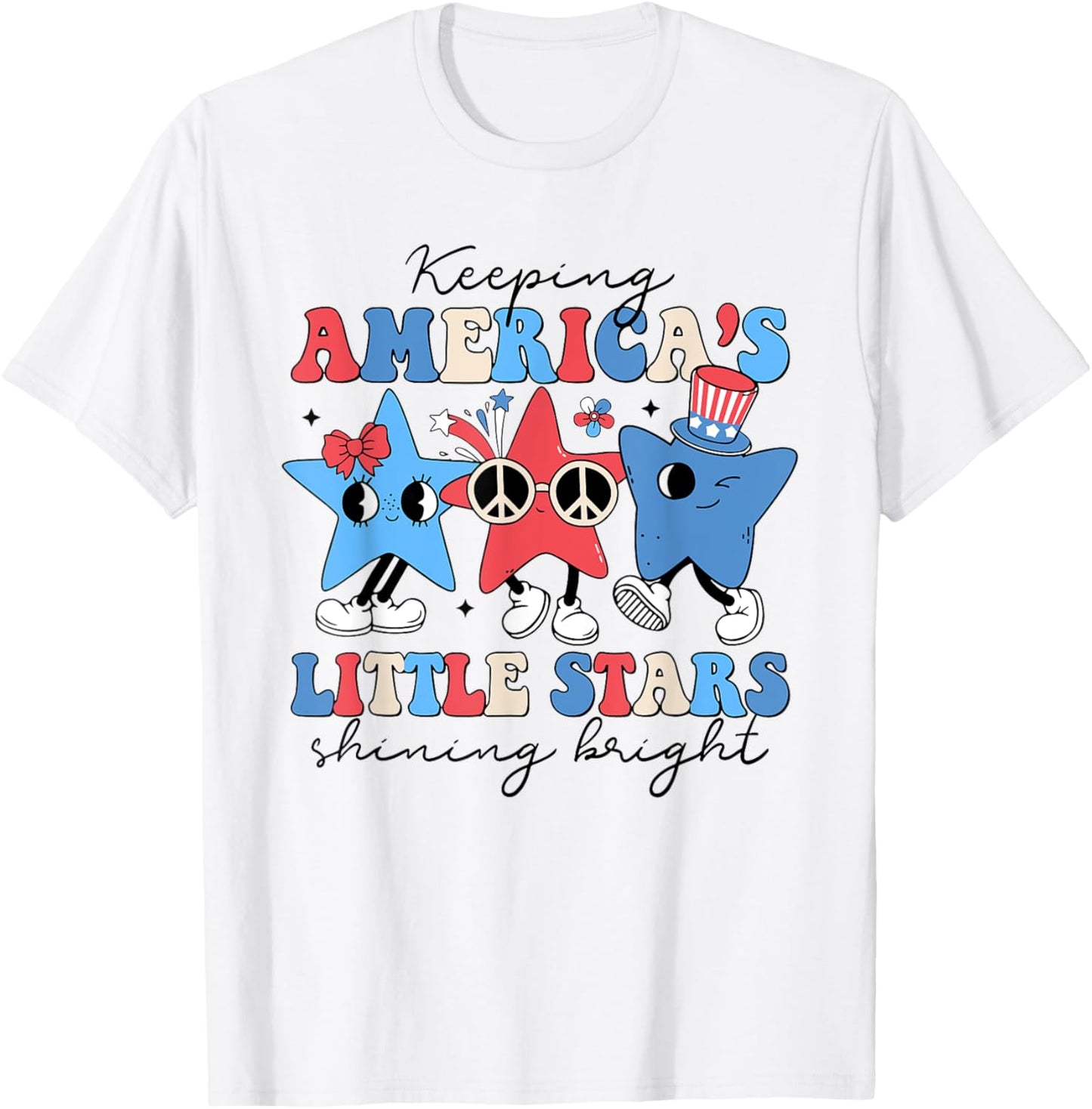 Keeping America's Little Stars Shining Bright 4th Of July Women Men T-Shirt - T-Shirt | White